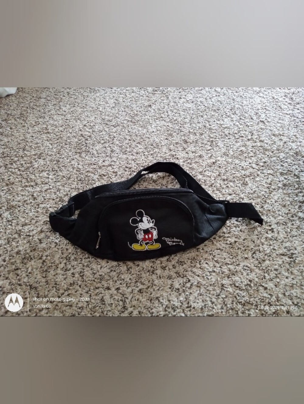 Disney Mickey Mouse Fanny Pack Vintage Black Small